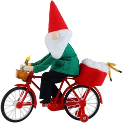 New 11" Animated Cycling Gnome Musical Decor