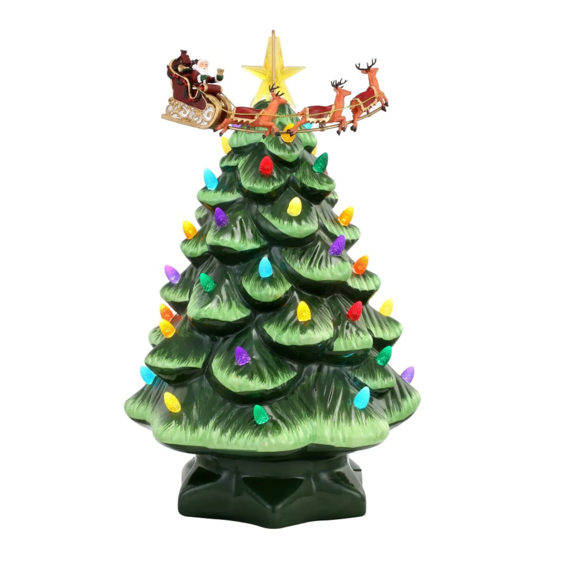 Best Sale 14" Animated Nostalgic Ceramic Tree - Santa's Sleigh Character Trees