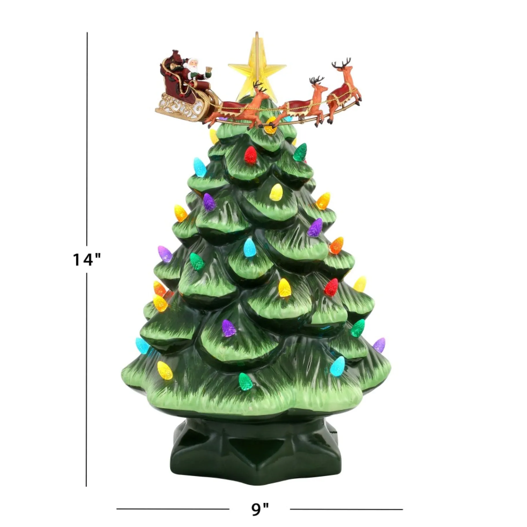 Best Sale 14" Animated Nostalgic Ceramic Tree - Santa's Sleigh Character Trees