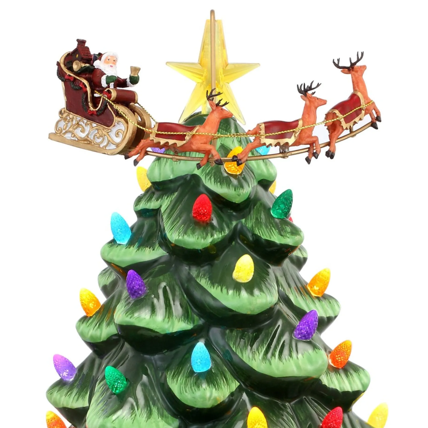 Best Sale 14" Animated Nostalgic Ceramic Tree - Santa's Sleigh Character Trees