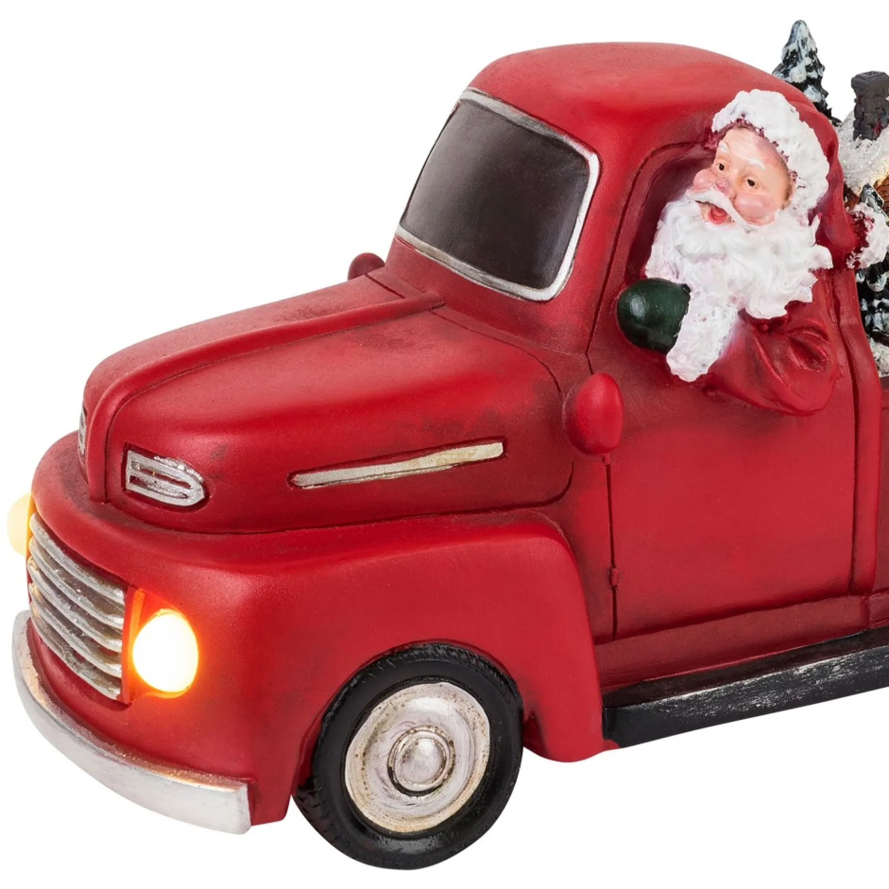 Flash Sale 11" Animated Nostalgic Red Truck - White Santa Trains & Trucks