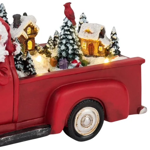 Flash Sale 11" Animated Nostalgic Red Truck - White Santa Trains & Trucks