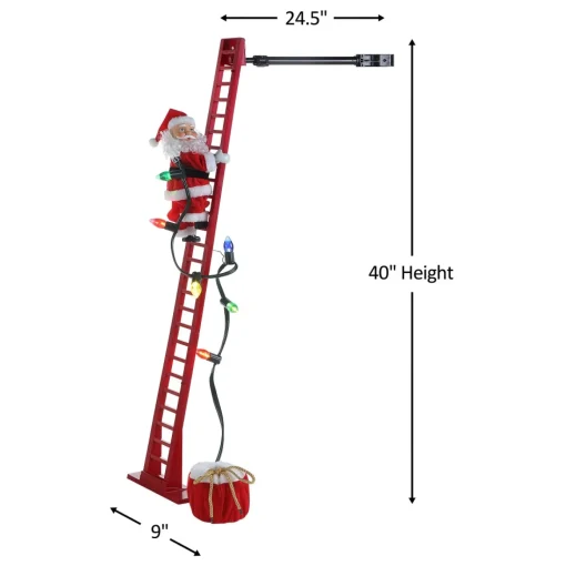 Flash Sale 43" Animated Super Climbing Sculpted White Santa Climbers