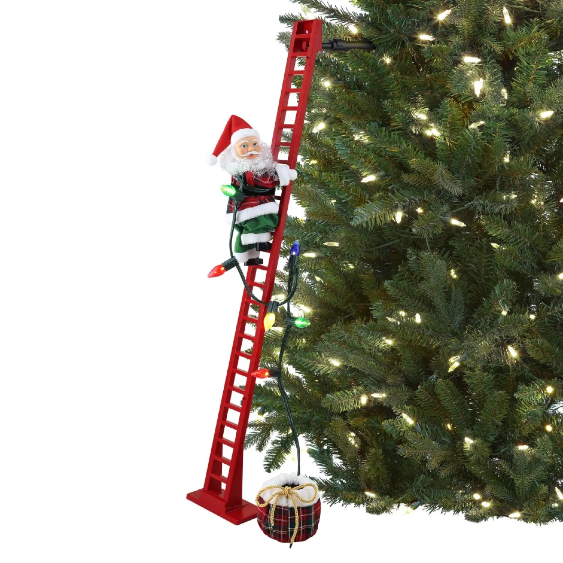 Flash Sale 43" Animated Super Climbing Plaid Santa Climbers