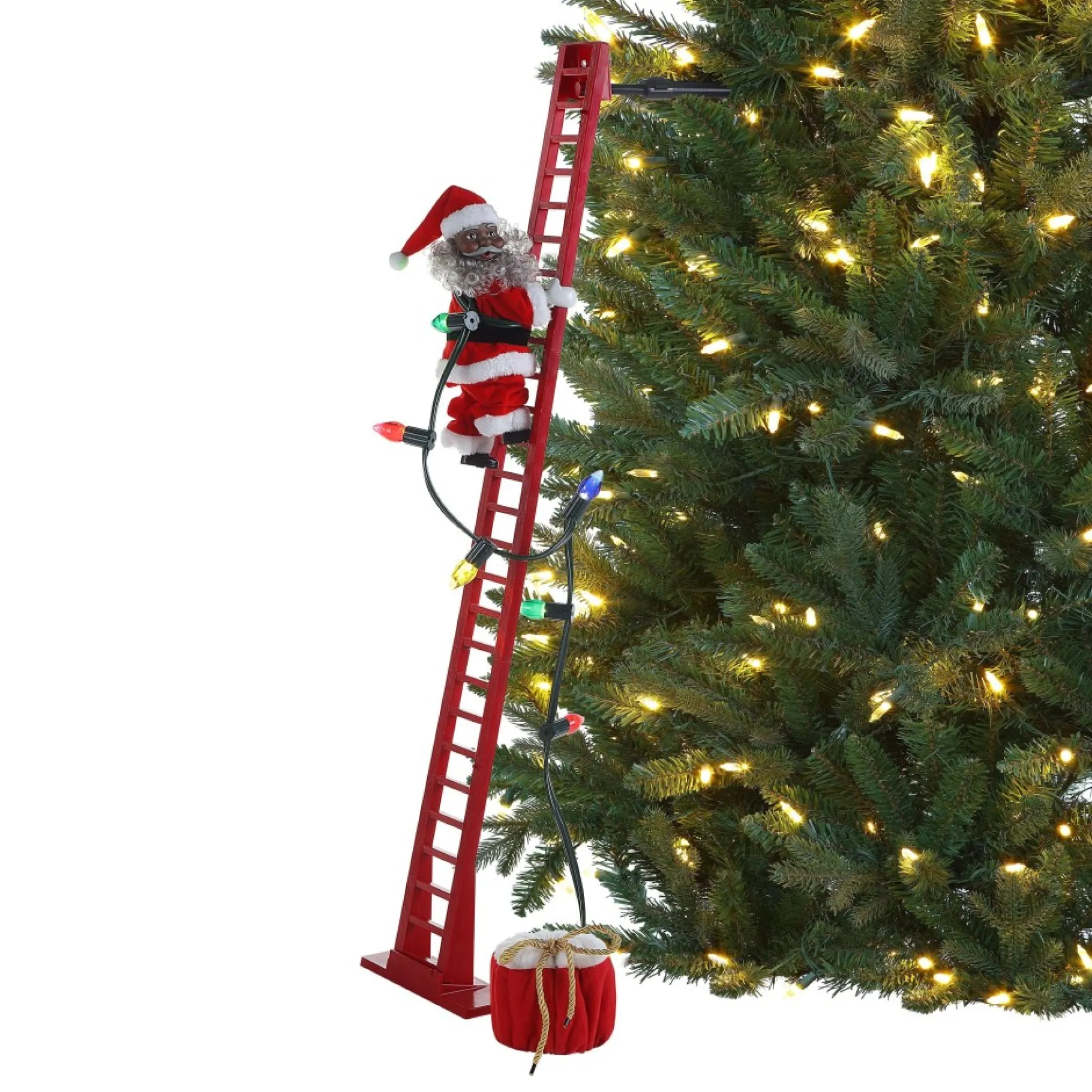 New 43" Animated Super Climbing Sculpted Black Santa Super Climbers