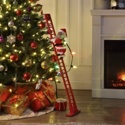New 43" Animated Super Climbing Sculpted Black Santa Super Climbers