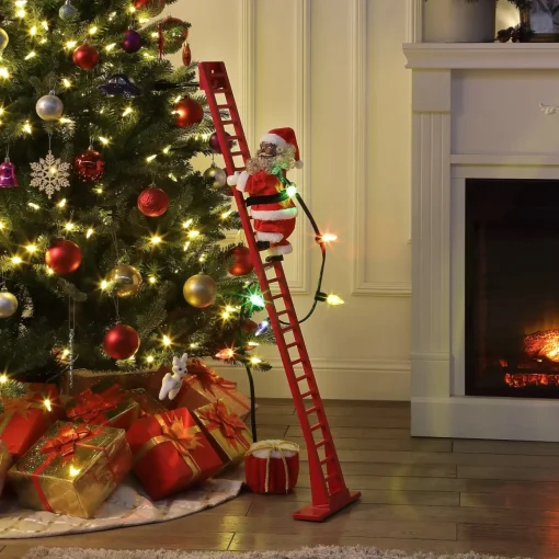 New 43" Animated Super Climbing Sculpted Black Santa Super Climbers