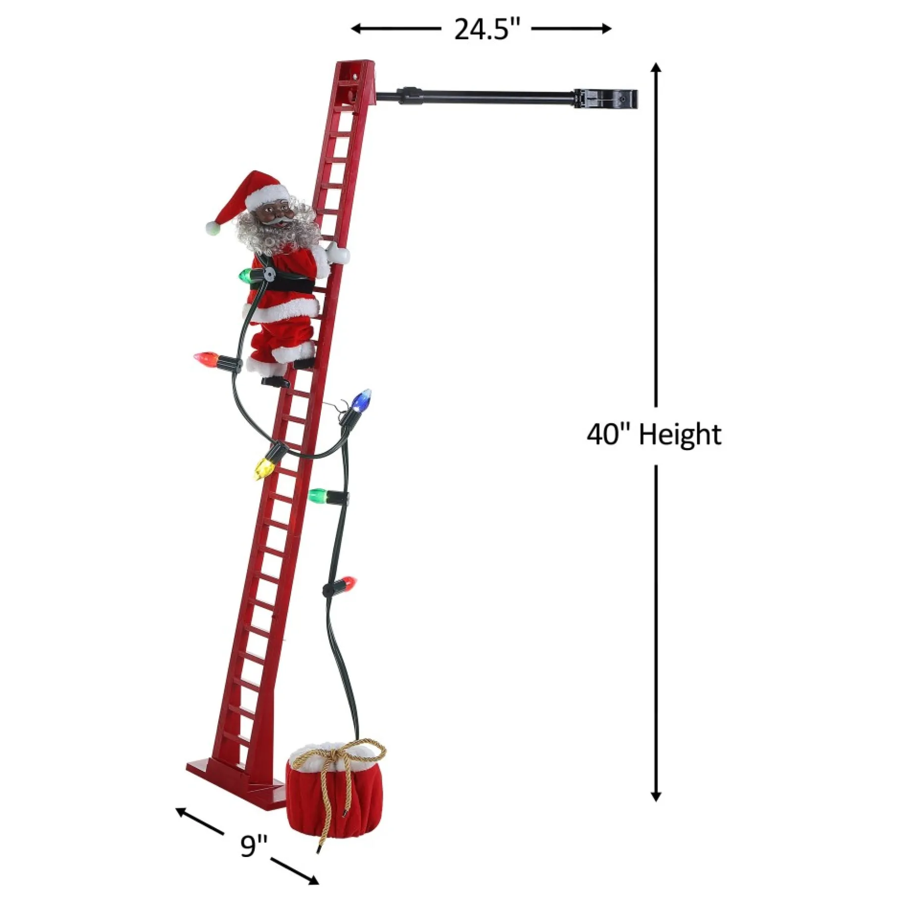 New 43" Animated Super Climbing Sculpted Black Santa Super Climbers