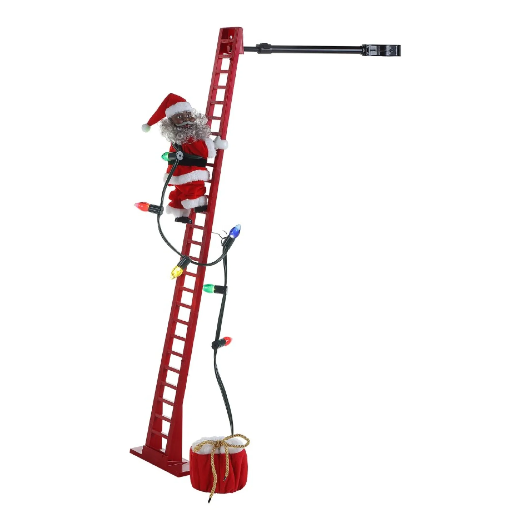 New 43" Animated Super Climbing Sculpted Black Santa Super Climbers