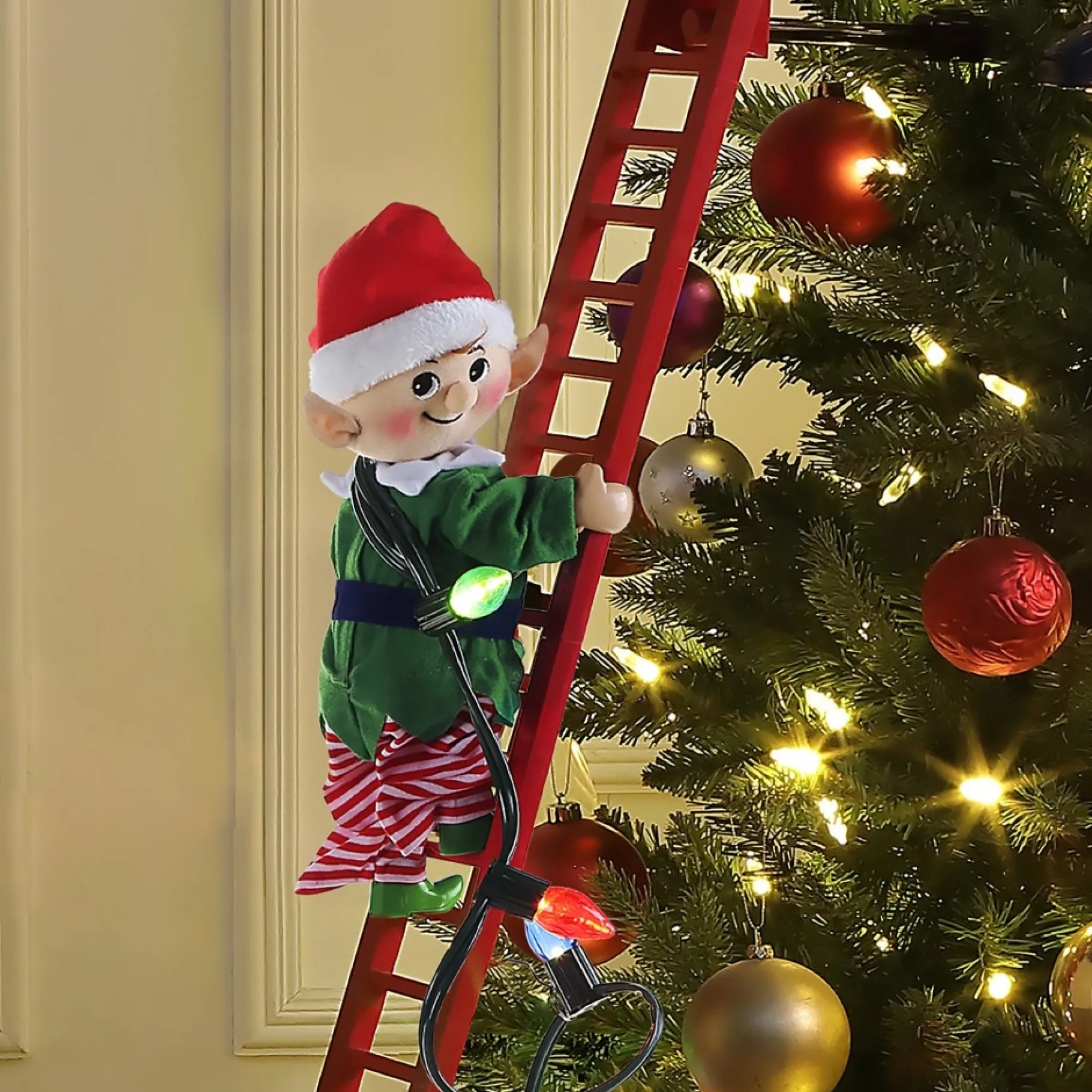 Cheap 43" Animated Super Climbing White Elf Climbers