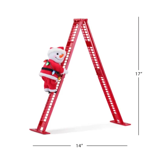 Cheap 17" Animated Tabletop Climbing Snowman Musical Decor