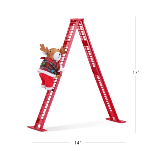 Clearance 17" Animated Tabletop Climbing Reindeer Climbers