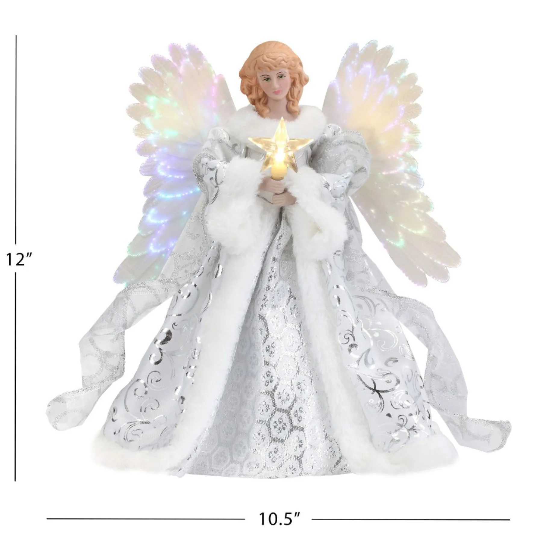 Discount 12" Fiber Optic Animated Tree Topper - White Angel Tree Toppers