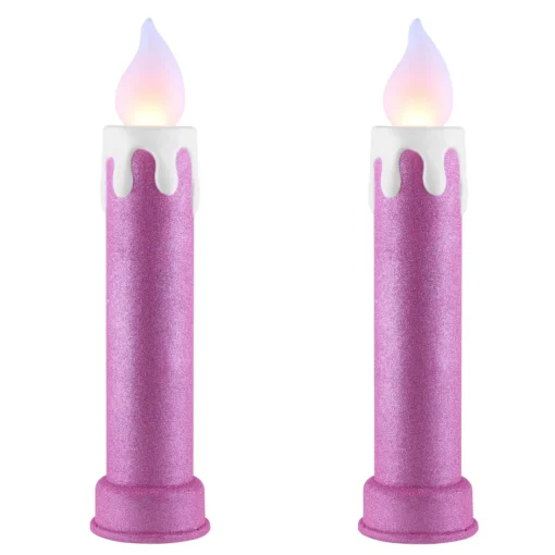 Clearance 24" Glitter Blow Mold Candle - Set Of 2 Pink Blow Molds