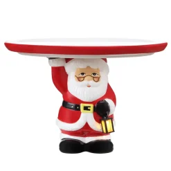 Discount 10" Nostalgic Ceramic Cake Plate - White Santa Plates & Platters