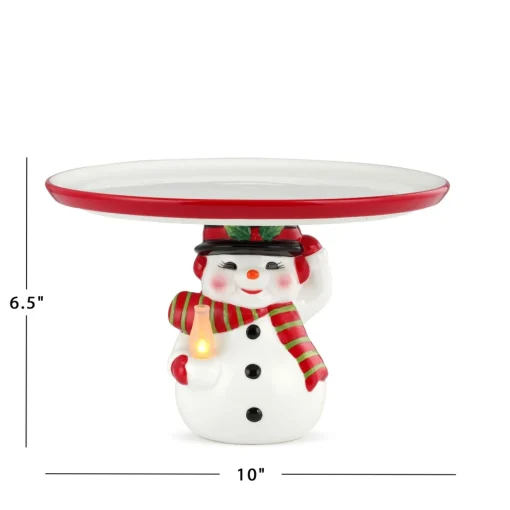 Flash Sale 10" Nostalgic Ceramic Cake Plate - Snowman Plates & Platters