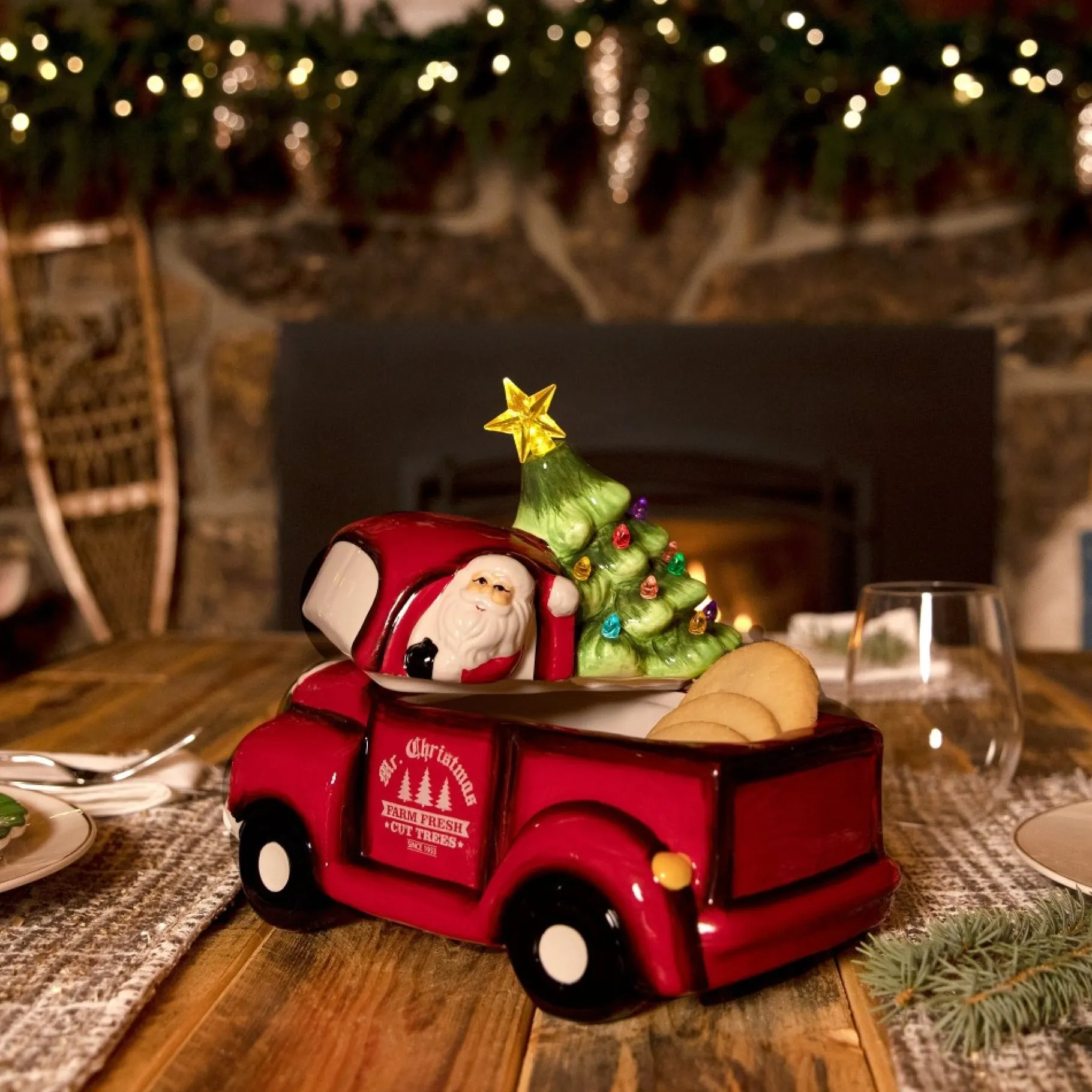 Best 10.5" Nostalgic Ceramic Lit Truck Cookie Jar Cookie Jars
