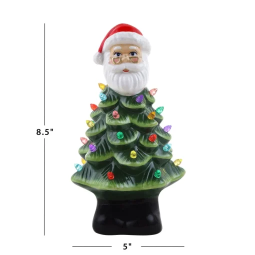 Sale 8.5" Nostalgic Ceramic Santa Tree Green Ceramic Trees