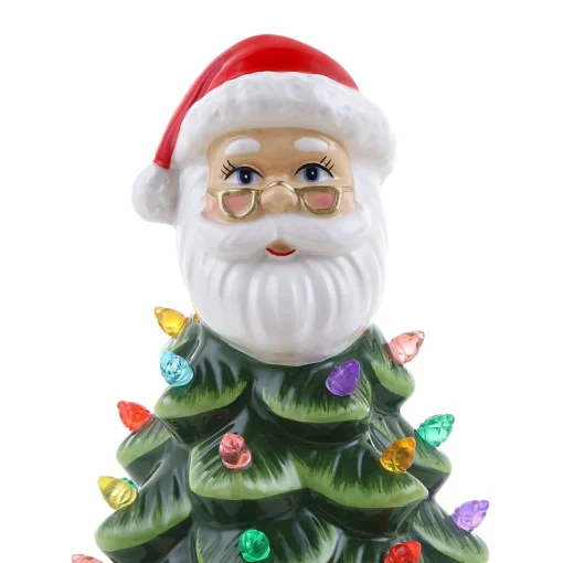 Sale 8.5" Nostalgic Ceramic Santa Tree Green Ceramic Trees