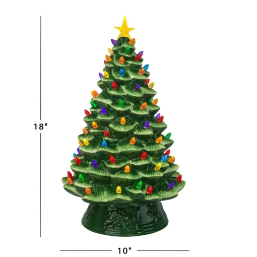 Cheap 18" Nostalgic Ceramic Tree - Green Green Ceramic Trees