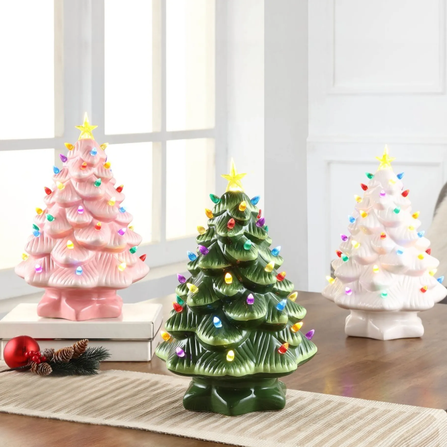 Cheap 14" Nostalgic Ceramic Tree - Pink Pink Ceramic Trees