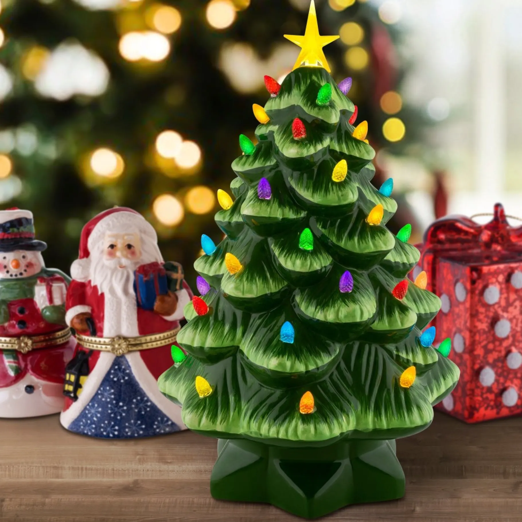 Hot 14" Nostalgic Ceramic Tree - Green Green Ceramic Trees