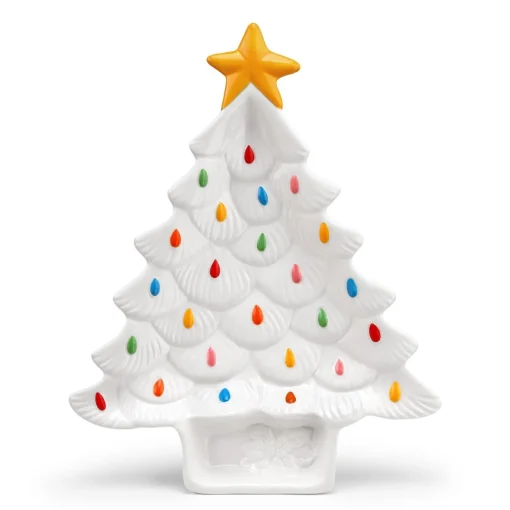 Cheap 14.25'' Nostalgic Ceramic Tree Dip Platter - White Plates & Platters