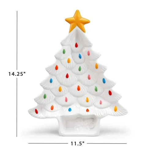 Cheap 14.25'' Nostalgic Ceramic Tree Dip Platter - White Plates & Platters