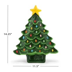Store 14.25'' Nostalgic Ceramic Tree Dip Platter - Green Plates & Platters