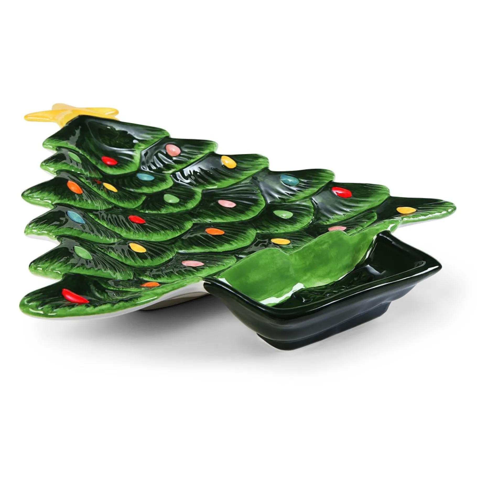 Cheap 14.25'' Nostalgic Ceramic Tree Dip Platter - Green Green Ceramic Trees