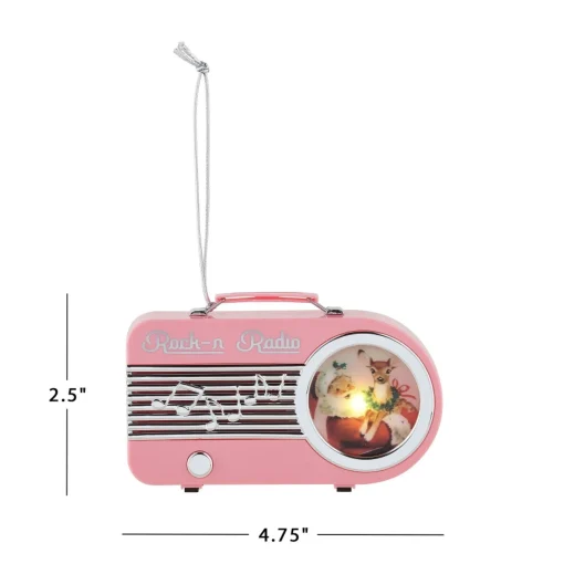 Sale 4.75" Retro Radio Ornament - Pink Ornaments