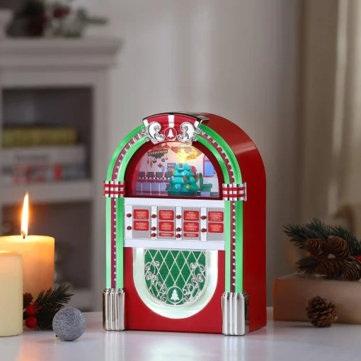 Outlet 10.3" Retro Rock-O-Rama Jukebox - Red Musical Decor