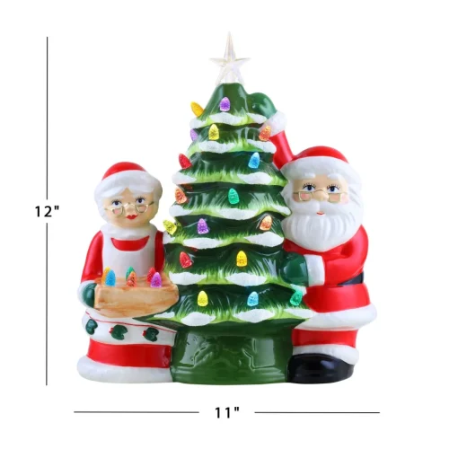 Cheap 12" Santa & Mrs Claus Nostalgic Ceramic Tree Green Ceramic Trees