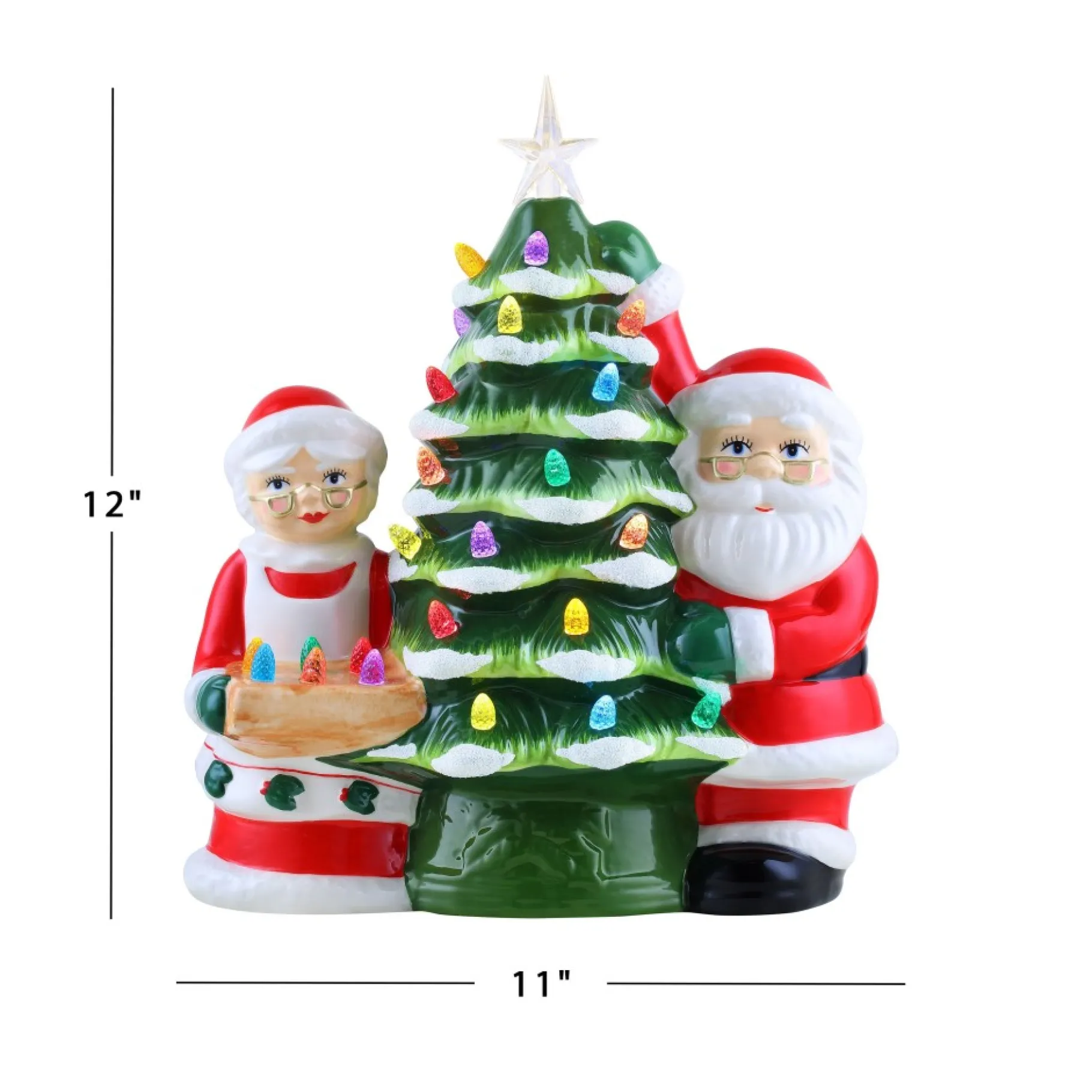 Cheap 12" Santa & Mrs Claus Nostalgic Ceramic Tree Green Ceramic Trees