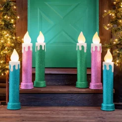 Best 24" Set Of 2 Blow Mold Candles - Green Blow Molds