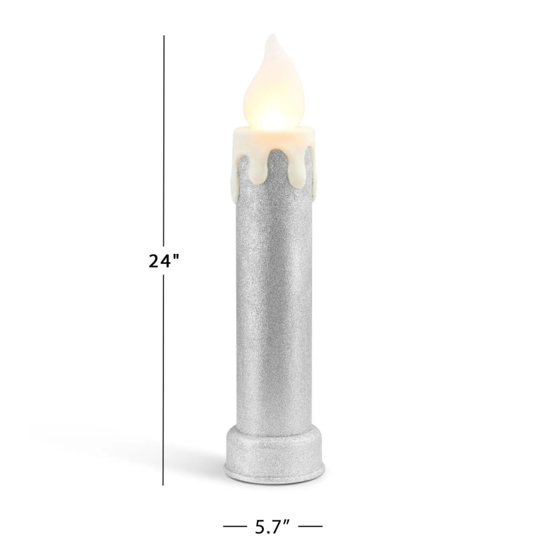 Fashion 24" Set Of 2 Blow Mold Candles - Silver Blow Molds