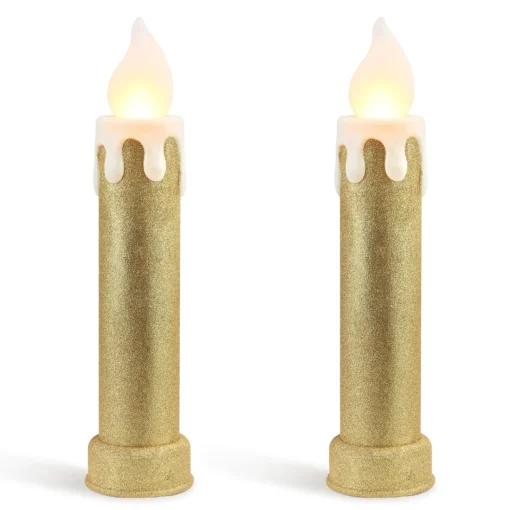 Best Sale 24" Set Of 2 Blow Mold Candles - Gold Blow Molds