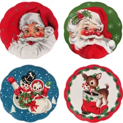 Fashion 8.5" Set Of 4 Nostalgic Ceramic Plates Plates & Platters