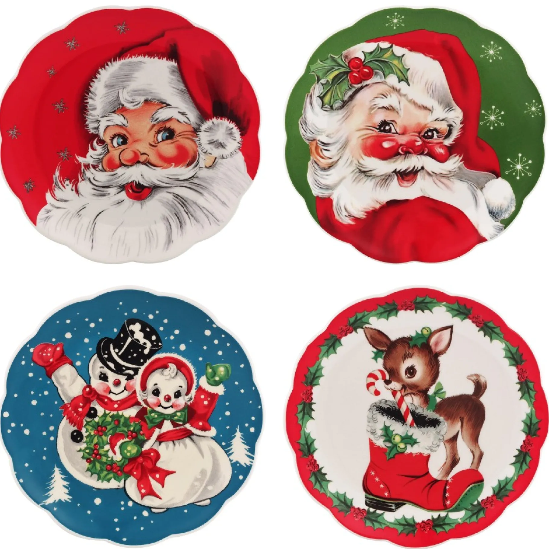 Fashion 8.5" Set Of 4 Nostalgic Ceramic Plates Plates & Platters