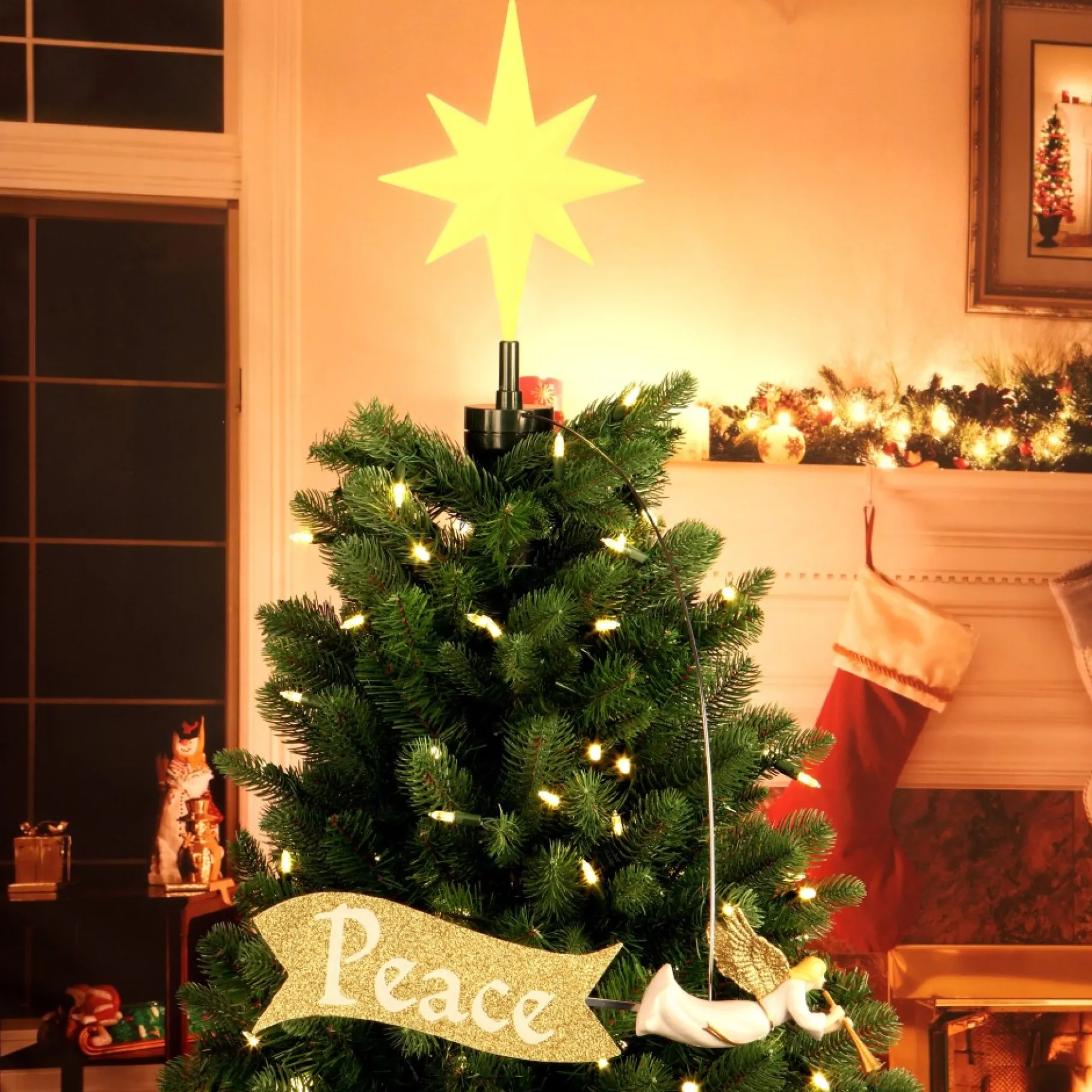 Shop Animated Angel Tree Topper With Banner Tree Toppers