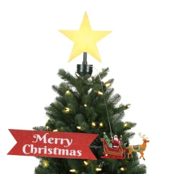 Clearance Animated Sleigh Tree Topper With Banner - Black Santa Tree Toppers