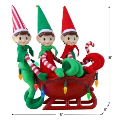 Hot Musical Tabletop Elves In Sleigh Musical Decor