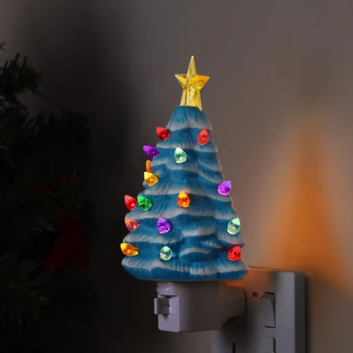 Discount Nostalgic Ceramic Tree Nightlight - Blue Night Lights