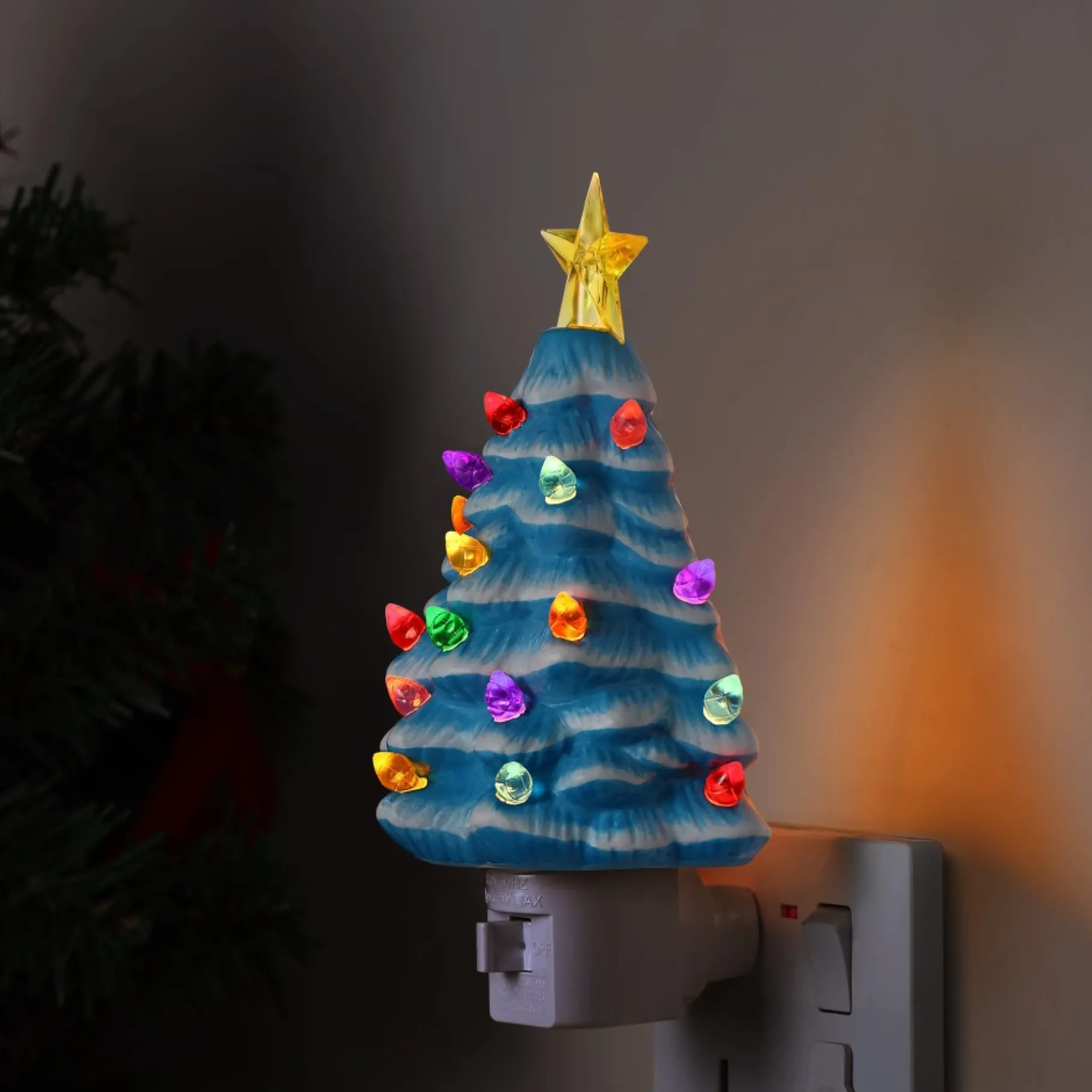 Discount Nostalgic Ceramic Tree Nightlight - Blue Night Lights