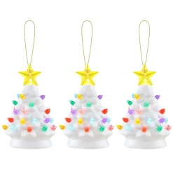 Best Set Of 3 Nostalgic Ceramic Tree Ornaments - White Ornaments